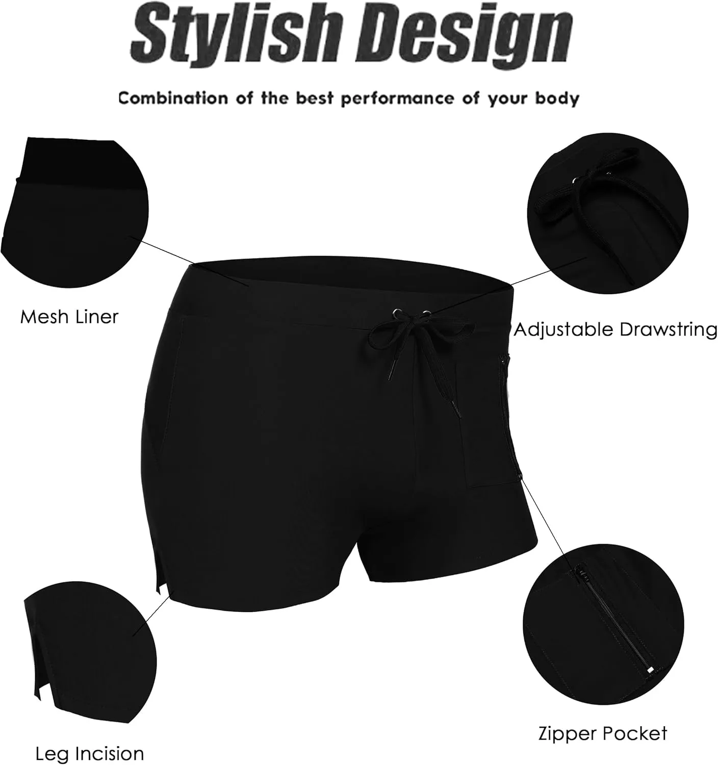 COOFANDY Mens Swim Trunks Swimwear Bathing Suit Swim Brief Square Leg Board Short S-3XL
