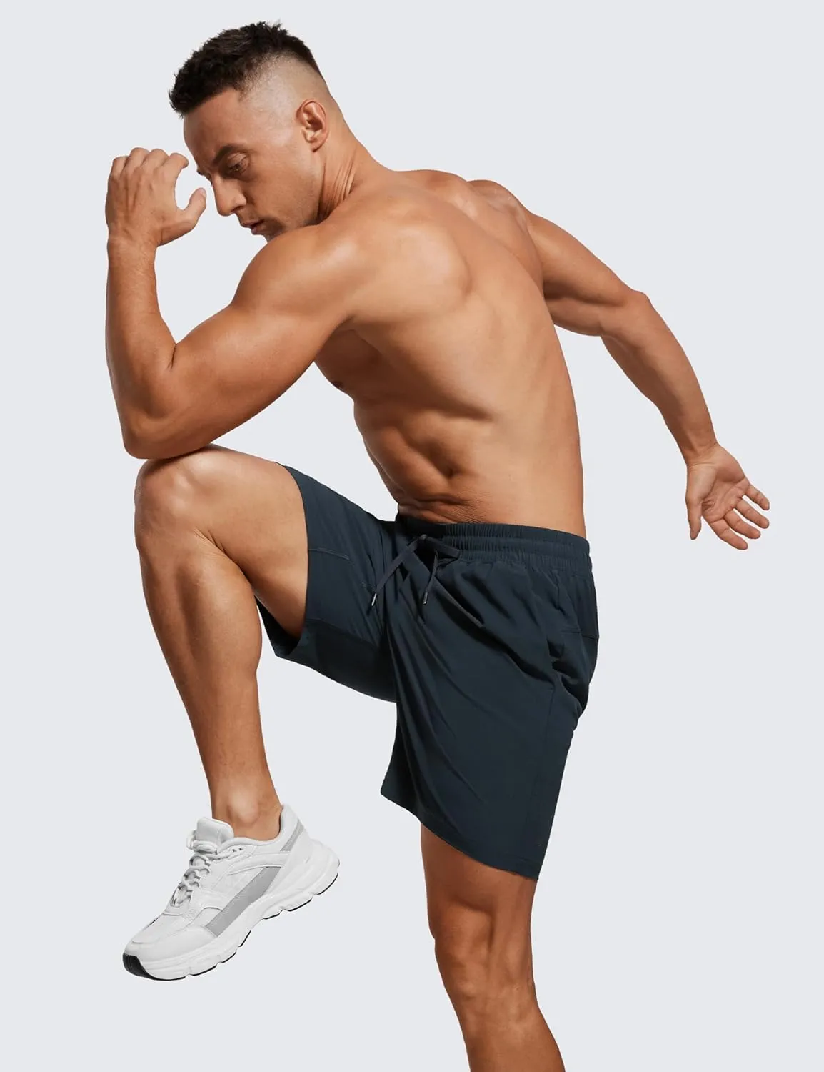 CRZ YOGA Men's Linerless Workout Shorts - 7'' Quick Dry for Running Sports Athletic Gym with Pockets
