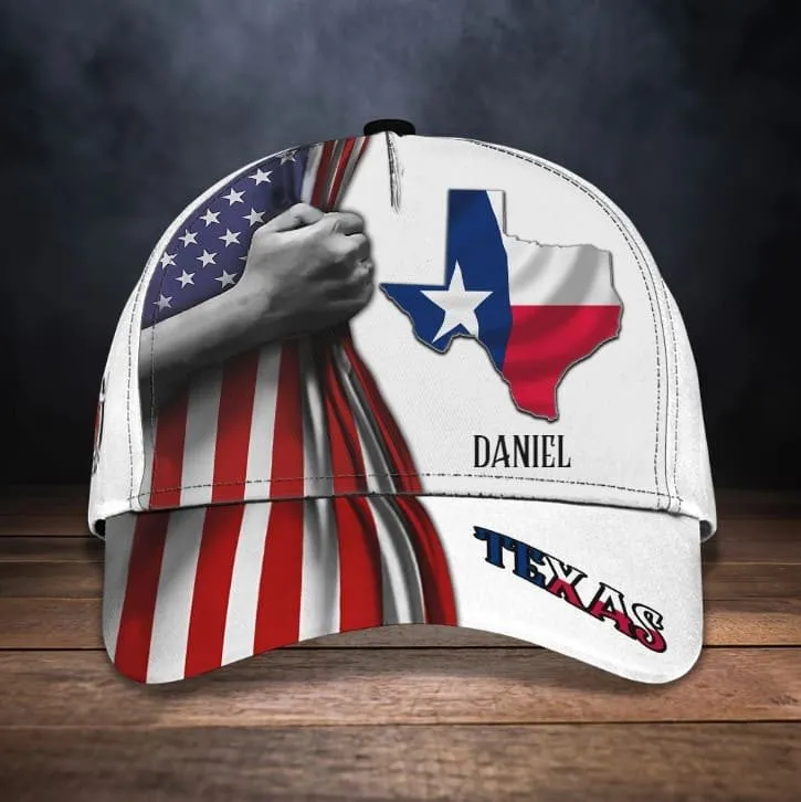 Customized Hand Raising Texas Flag Cap for Man, Texas Pride Hat