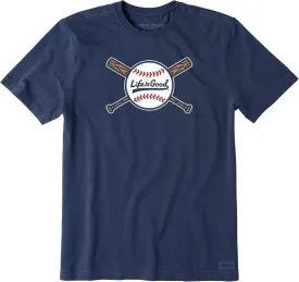 Life is Good Men's Crusher Tee, Short Sleeve Cotton Graphic T-Shirts, Baseball and Bats
