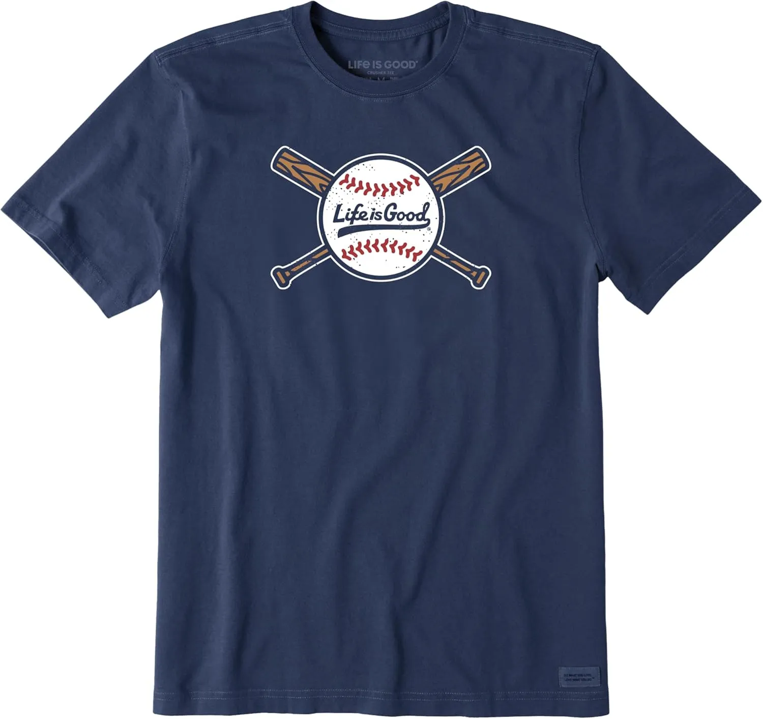 Life is Good Men's Crusher Tee, Short Sleeve Cotton Graphic T-Shirts, Baseball and Bats