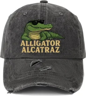 Made in US Florida Everglades Alligator Alcatraz Hats for Men Baseball Caps Vintage Washed Dad Hats Adjustable