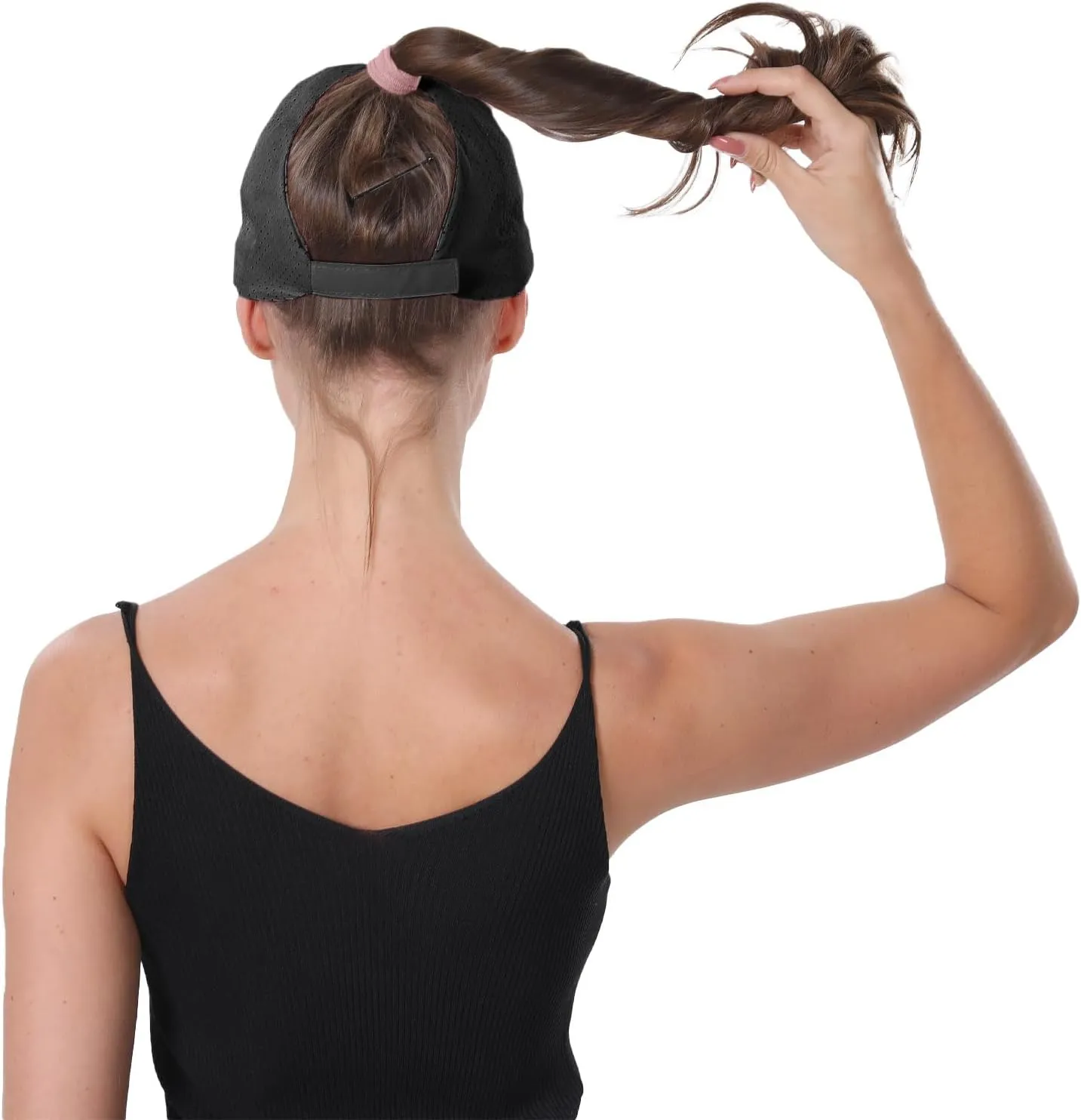 New Upgraded Women Backless Baseball Cap High Ponytail Snapback Curl Caps Adjustable High Messy Bun Ponycap
