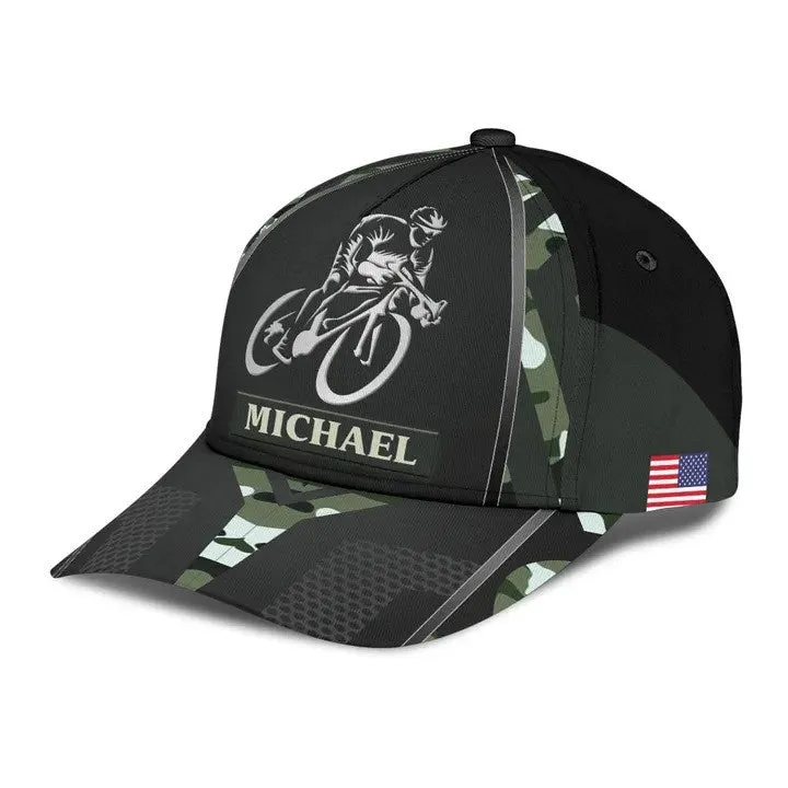 Personalized Cycologist Classic Cap, Mountain Bike Pattern Cycling Baseball Cap for Cyclists