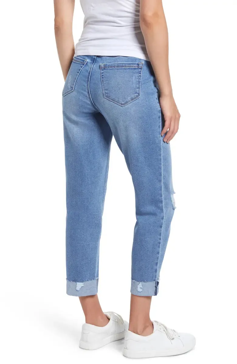Slim Girlfriend Raw Hem Jeans