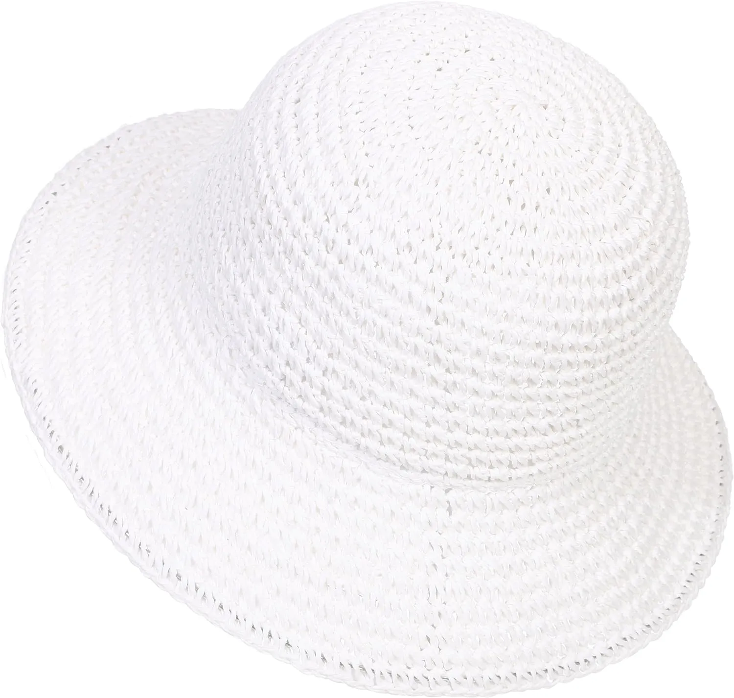 Womens Sun Hat Handmade Crochet Straw Bucket Hat Summer UV Protection Foldable Travel Cap UPF 50 